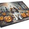 Edge Collections - 15" x 12" - Multicolor - Halloween Cavalier Spaniel Glass Cutting Board - 1 Piece